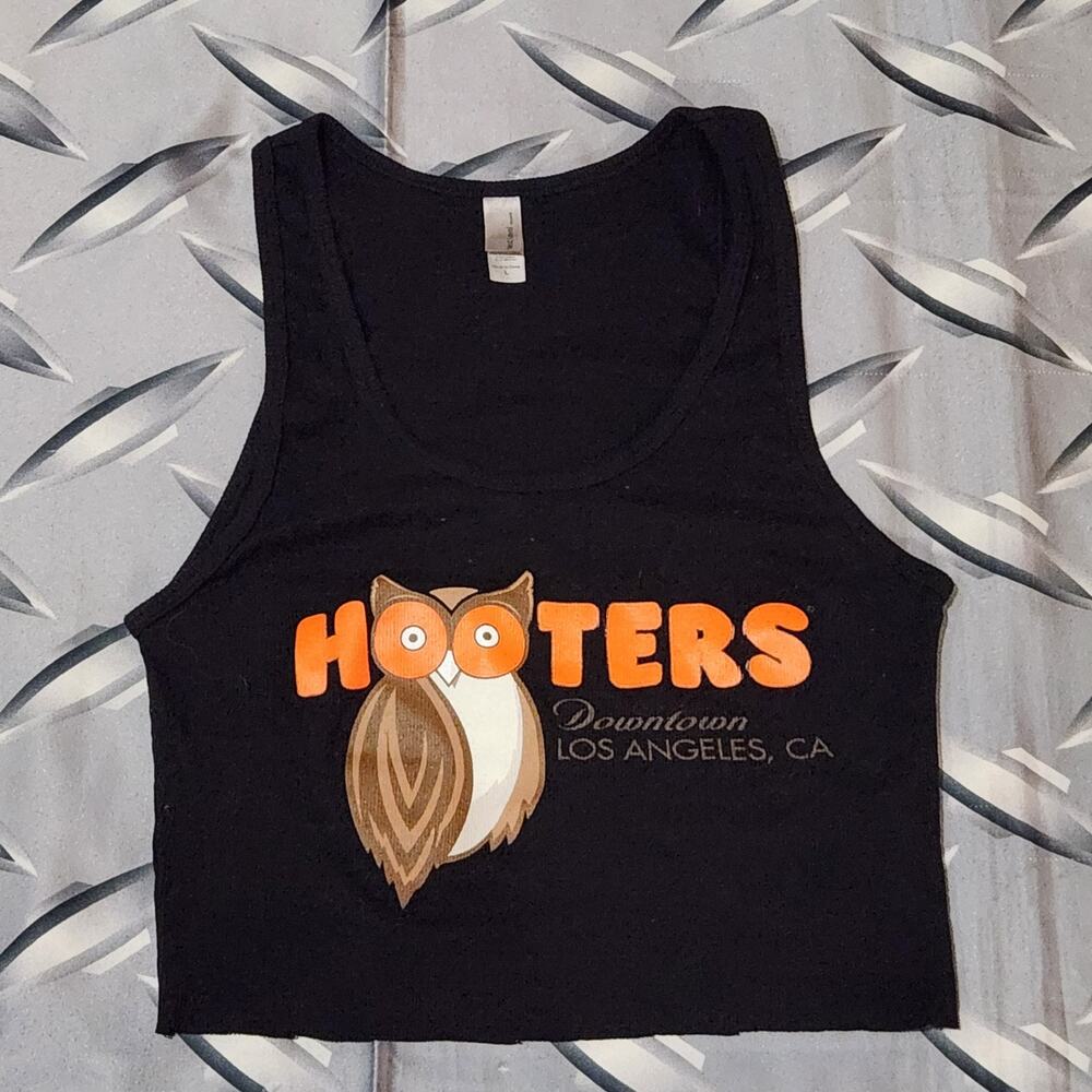 Hooters Los Angeles Uniform Tank Top Womens L Stretch Cropped Uniform Top